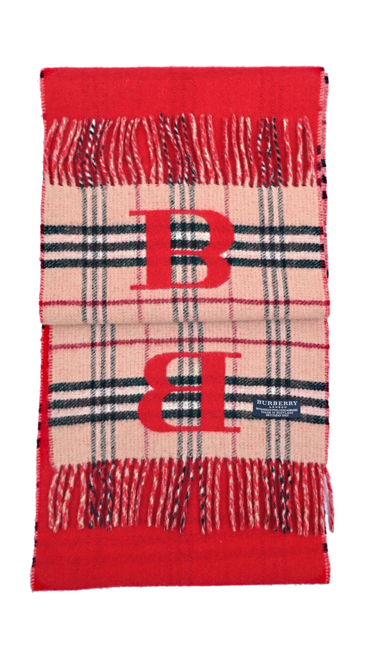 Luxury Vintage Burberry Scarf – Nova Check, Beige & Red