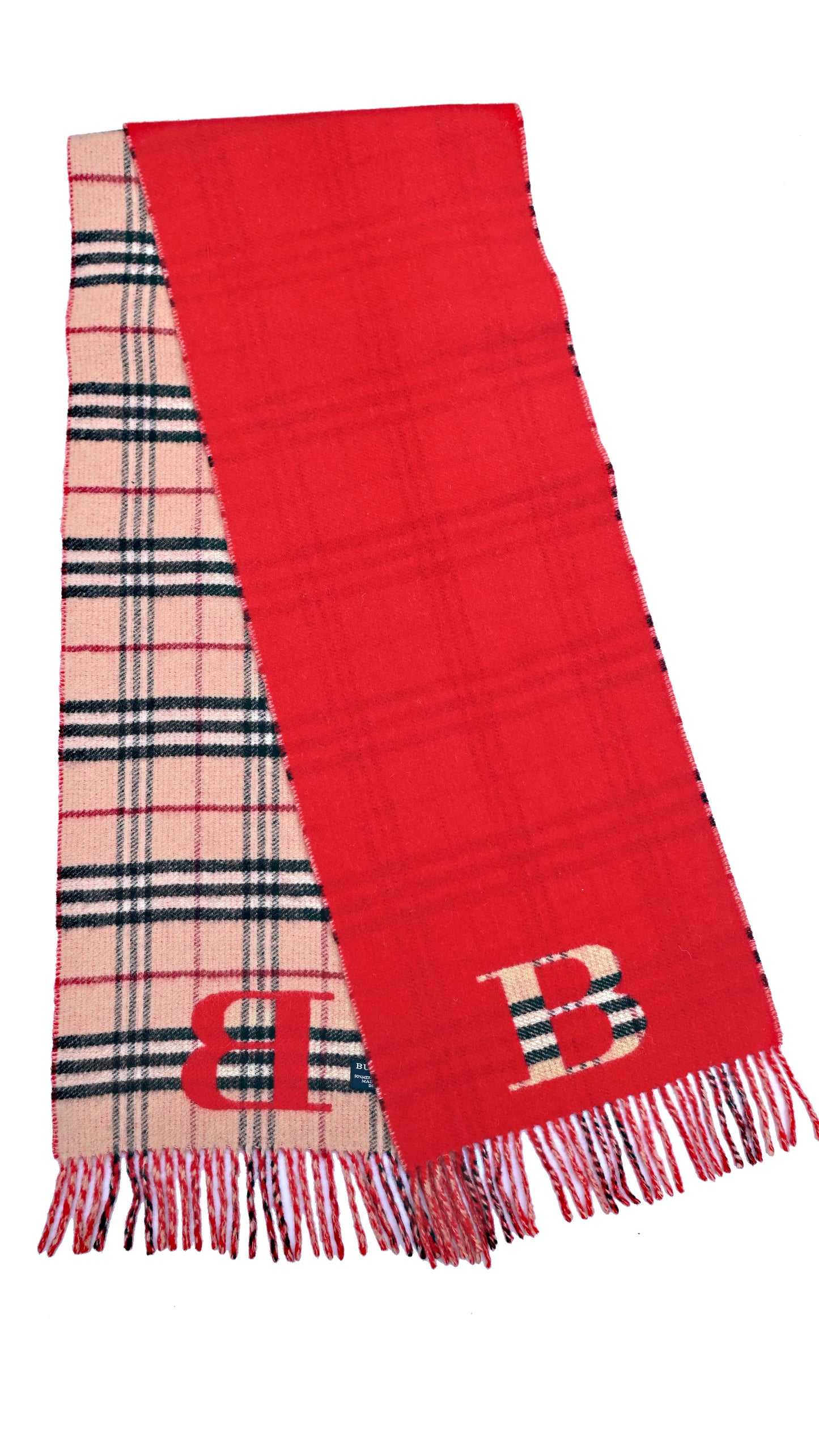 Luxury Vintage Burberry Scarf – Nova Check, Beige & Red