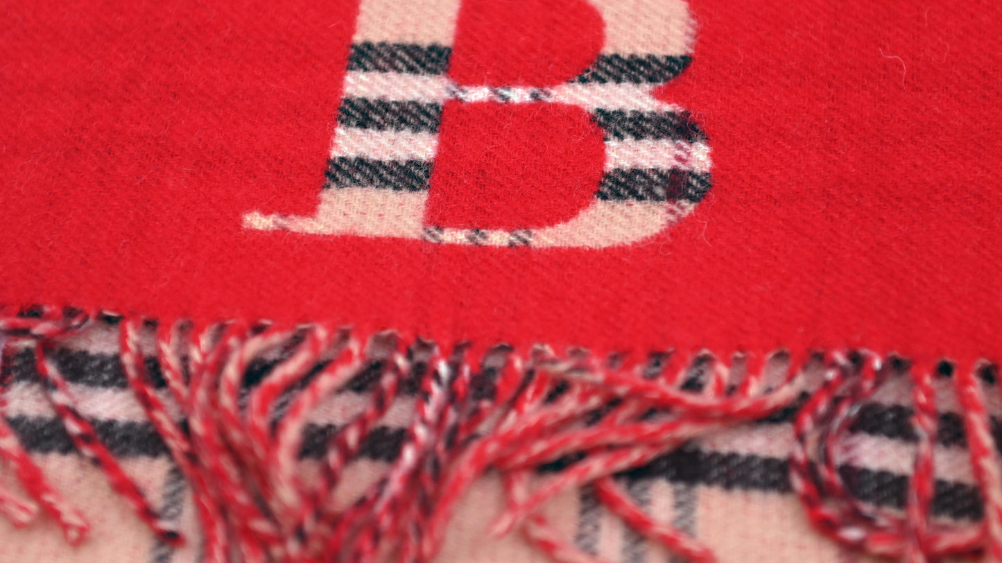 Luxury Vintage Burberry Scarf – Nova Check, Beige & Red