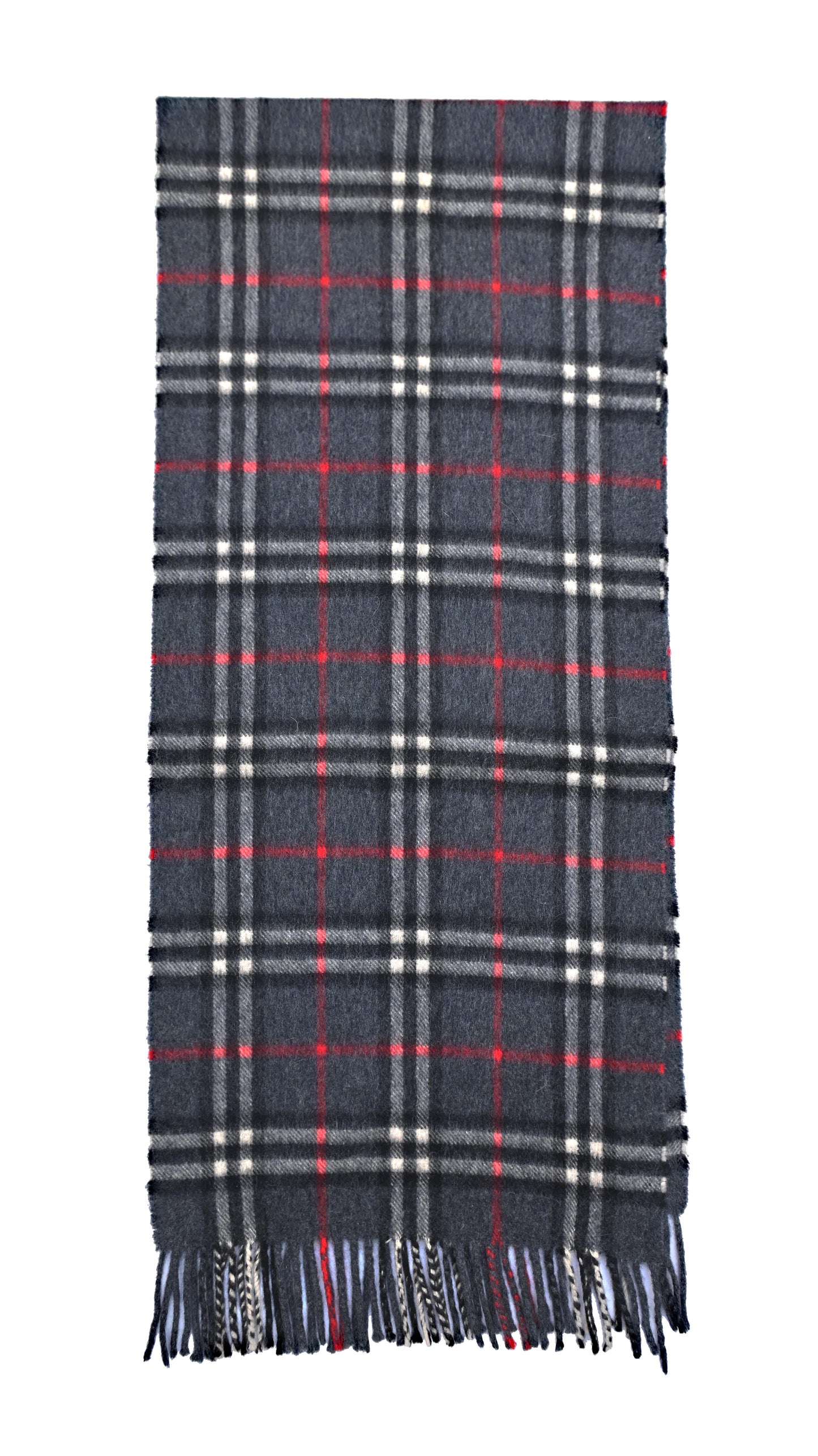 Luxury Vintage Burberry Scarf – Nova Check, Dark Grey