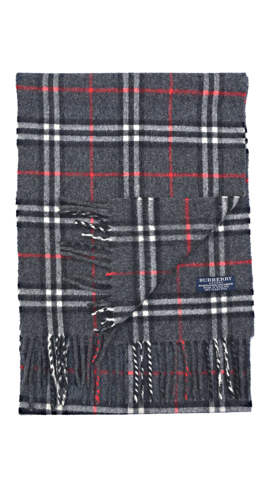 Luxury Vintage Burberry Scarf – Nova Check, Dark Grey