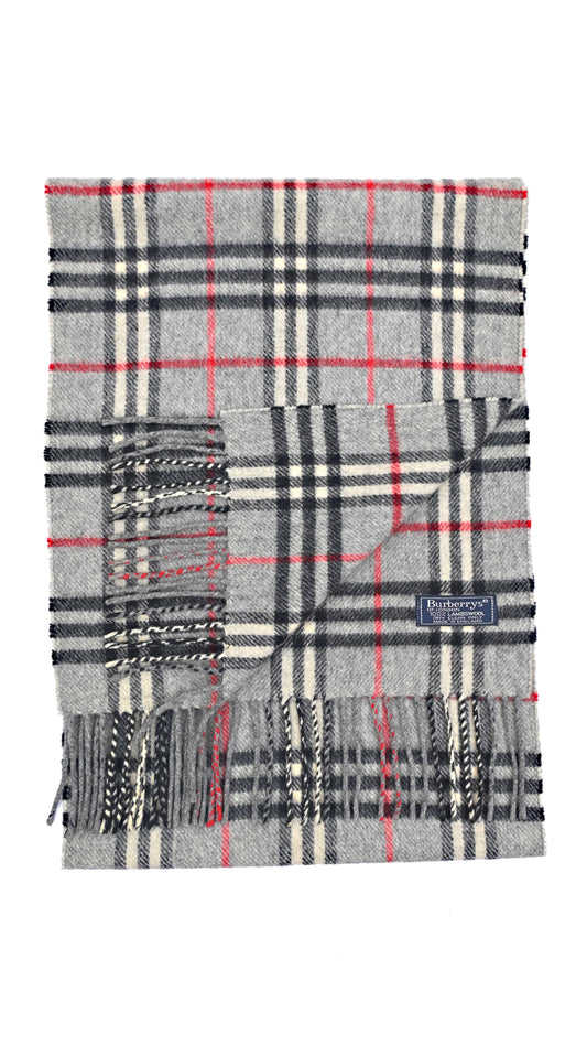 Luxury Vintage Burberry Scarf – Nova Check, Grey