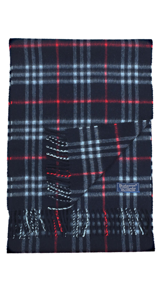 Luxury Vintage Burberry Scarf – Nova Check, Navy Blue