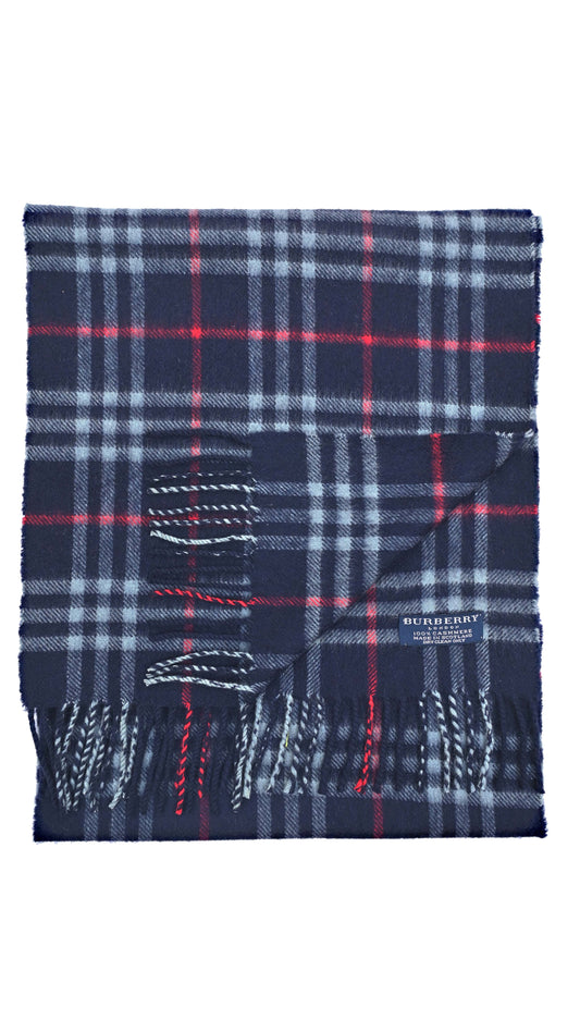 Luxury Vintage Burberry Scarf – Nova Check, Navy Blue