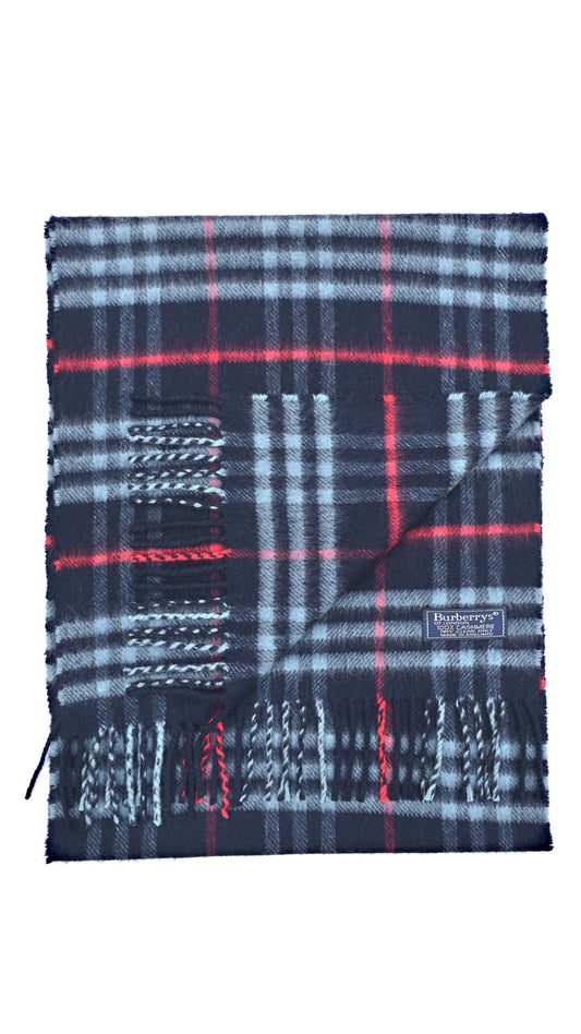 Luxury Vintage Burberry Scarf – Nova Check, Navy Blue