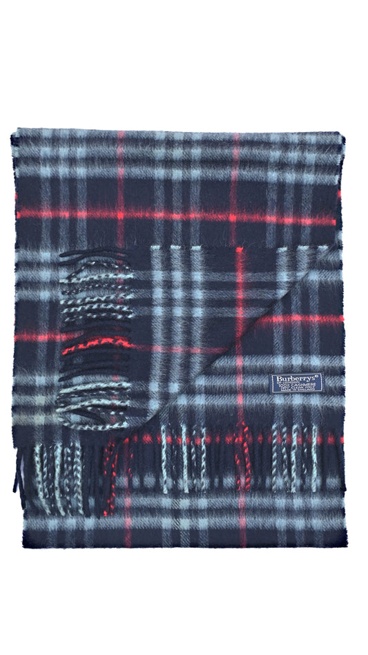 Luxury Vintage Burberry Scarf – Nova Check, Navy Blue