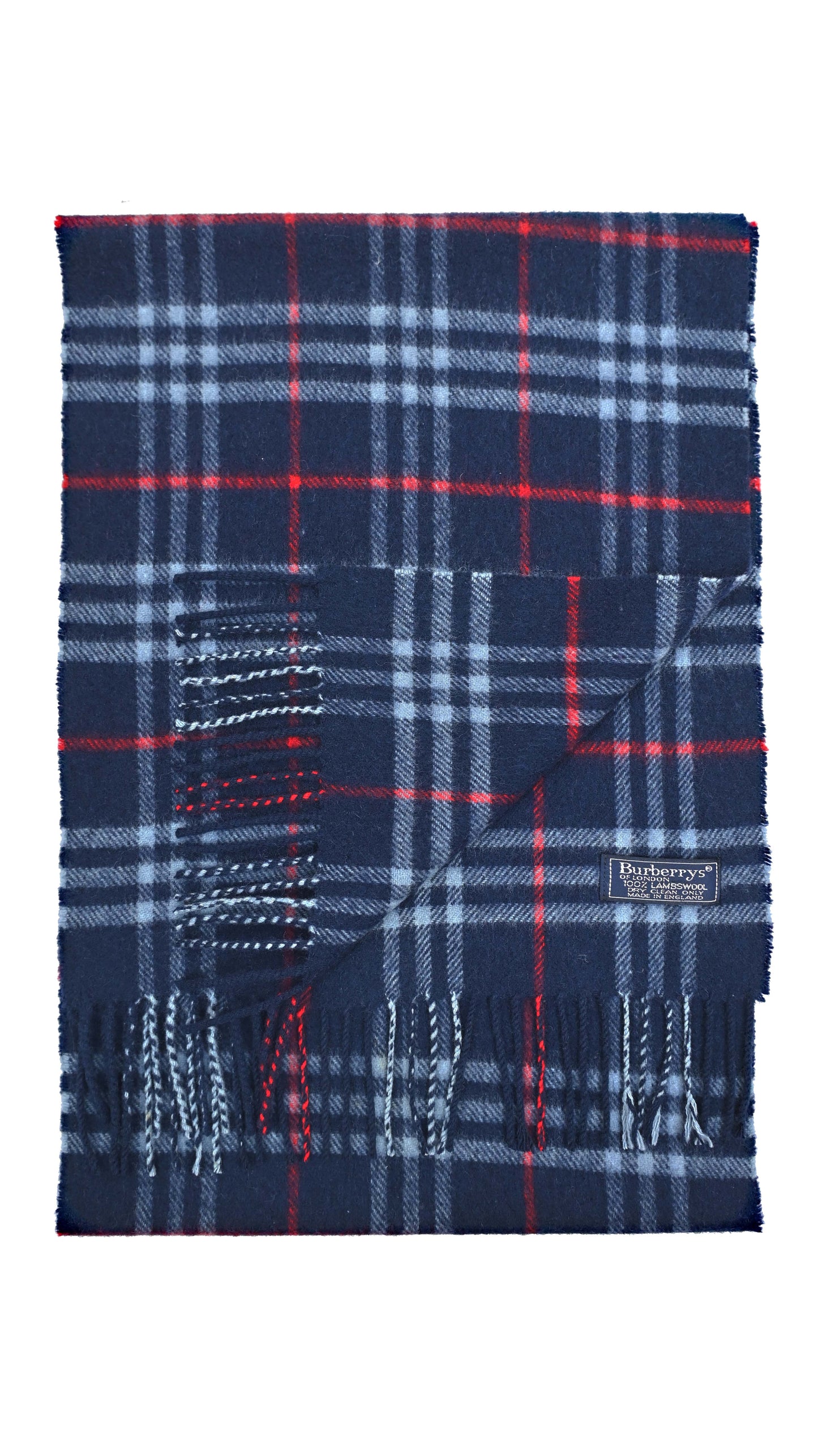 Luxury Vintage Burberry Scarf – Nova Check, Navy Blue