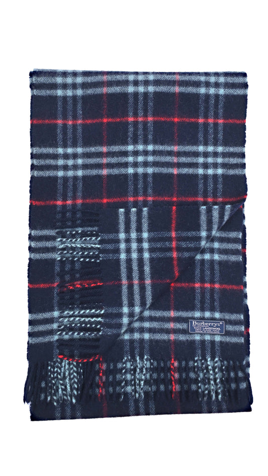 Luxury Vintage Burberry Scarf – Nova Check, Navy Blue