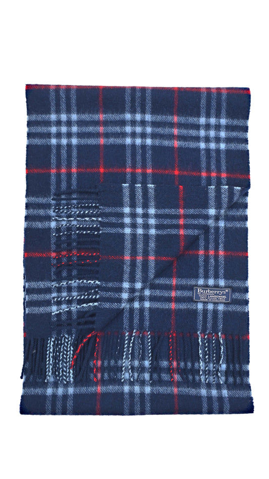 Luxury Vintage Burberry Scarf – Nova Check, Navy Blue